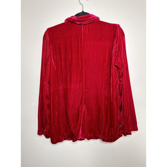 Velvet By Robert & Graham Rayna Velvet Blazer Red Button Up Medium RARE 18% Silk - Picture 5 of 16